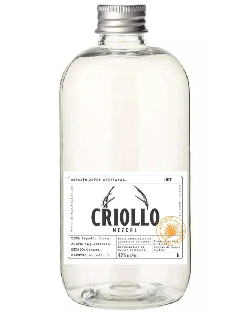 Criollo Mezcal - Espadín Joven 42% de 1 Litro Tapa metálica